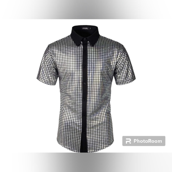 NWT Jogal Mens metallic style luxury shirt. XL. - Picture 1 of 7